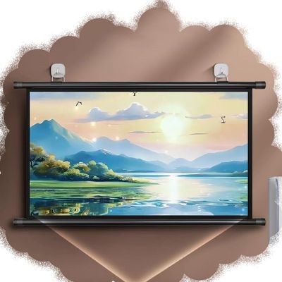 BEWEGNLNHK 30in 40in 50in Manual Pull Down Projection Screen, Wall/Ceiling Mounted Projector Screen, 60in 72in Indoor Projection Screen, Portable Movies Screen(60 Inch (16:9))