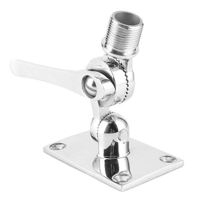 Stainless Steel VHF Antenna Ratchet Mount Dual Axle Adjustable Base for Marine Boat 1-14in Thread