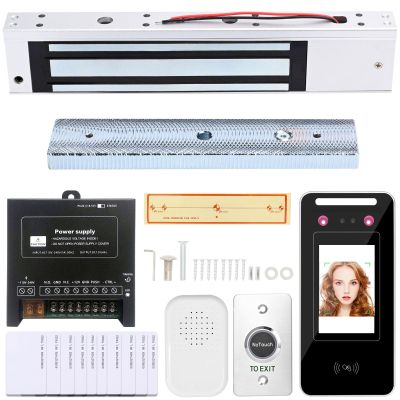 Access Control System Kit with Facial Recognition, 600lbs Magnetic Lock, Keypad/Card Entry, 10 ID Cards, AC110V-DC12V Power & Infrared Switch for Home/Business Security (Face ID 600LBS Kits)