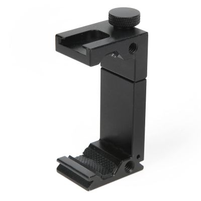 Adjustable Aluminum Phone Tripod Clip with Cold Shoe for Fill Light, Arca Dovetail Compatible, Scratch, Protective Padding, Quick Installation, 6 9cm Clamping Range,
