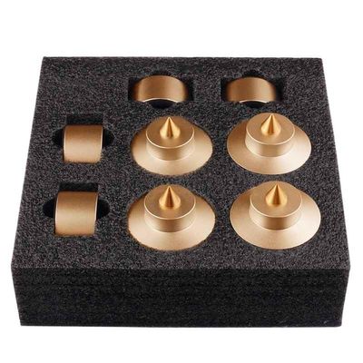 4-Piece Aluminum Alloy Audio Amplifier Feet with Shock Absorber  HiFi Foot Pads for Speakers & CD Players (Gold 1box (4pcs))