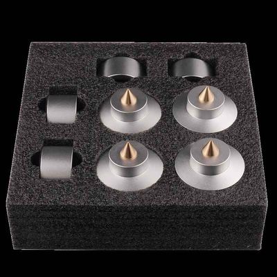4-Piece Aluminum Alloy Audio Amplifier Feet with Shock Absorber  HiFi Foot Pads for Speakers & CD Players (Silver 1box (4pcs))