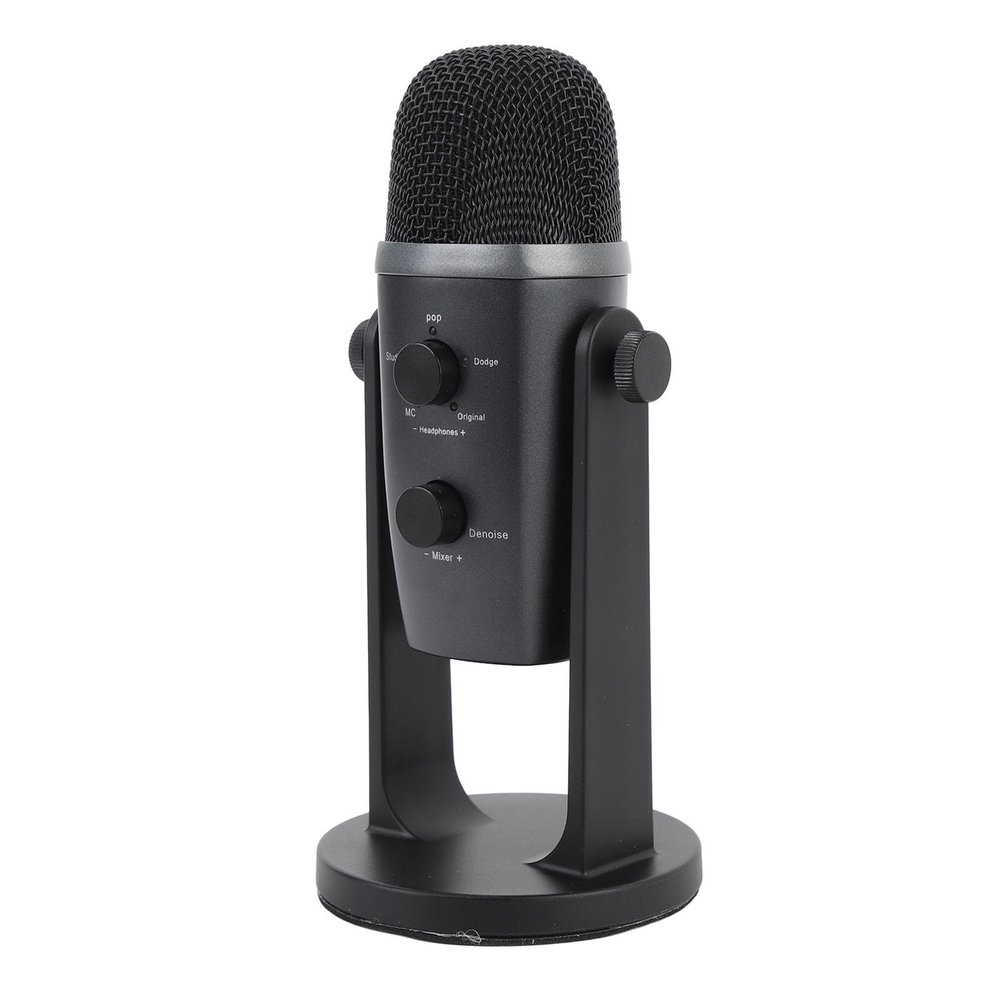 Akozon USB Condenser Microphone Clear Sound Gaming Computer Tablet Aluminum Alloy Wired Connection