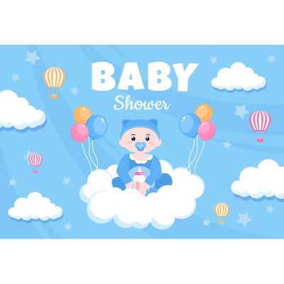 Baby Shower Backdrop Little Boy or Girl Cute Toys Newborn Babies Background for Photography Boy Baby Shower Balloons Cake Table Backdrop Banner Birthday Festive Party Celebration Wall Posters 20x10ft