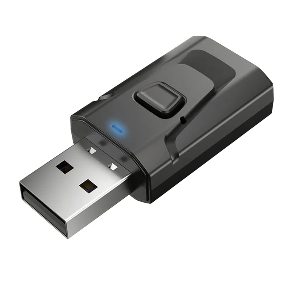 4 in 1 USB Bluetooth 5.0 Receiver Clear Sound Quality Plug and Play Stable Transmission Audio Adapter DC5V Plastic Car Music Receiver Black