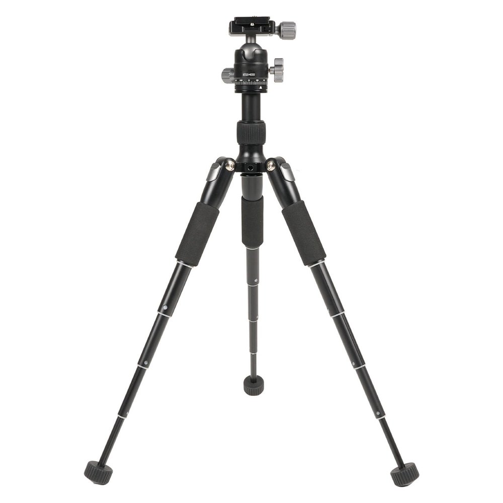 Camera Tripod Lightweight Portable Tripod with Phone Clip 360 Degree Ball Head Height Adjustable for Travel Outdoor Aluminum Alloy