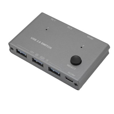 USB 3.0 Switch, 2 Computers Sharing 3 USB 3.0 Devices, USB KVM Switch Selector for PC Laptop Keyboard Mouse Printer Scanner, with 2 USB Cables, for Wins for OS X for Linux