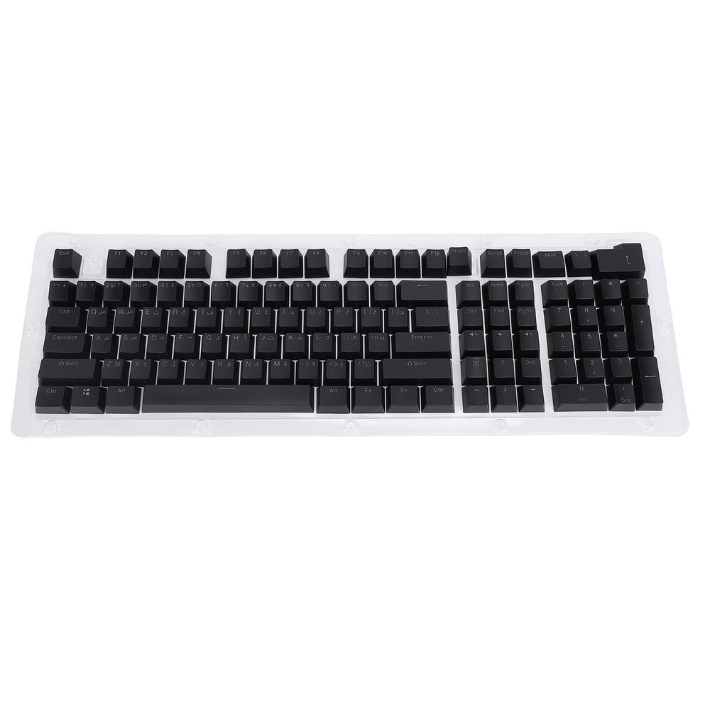 112 Key Arabic Keyboard Keycaps, Compatible with 61 108 Key Mechanical Keyboards, Premium ABS Material, Easy to Replace and Maintain, Supports Arabic Alphabet Input, Backlit (Black)