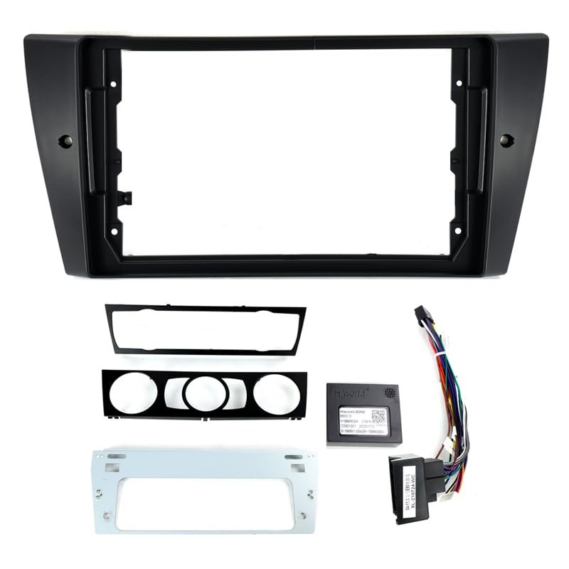 HDKENF Car Radio Fascia Panel 9inch Car Radio Fascia Frame/Fit for BMW E90 E91 E92 E93 2005-2013 Audio Dashboard Mount Panel Kit Cable Canbus Protocol Box Car Radio Cover