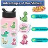 100PCS Cute Dinosaur Small Stickers, Funny Cartoon Animal Aesthetic Decals, Vinyl Waterproof Stickers for Water Bottle, Laptop, Luggage, Phone, for Kids Teen Lovers Party Supplies view 3