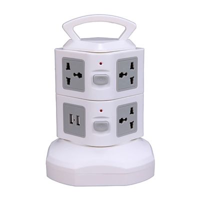 ZGYDNM Tower Power Board Surge Protector Vertical Multi-Socket 7/11/15/19 Way Universal Socket Plug Socket 2 USB 3m Extension Cord(2 Layers 2USB,US Plug)