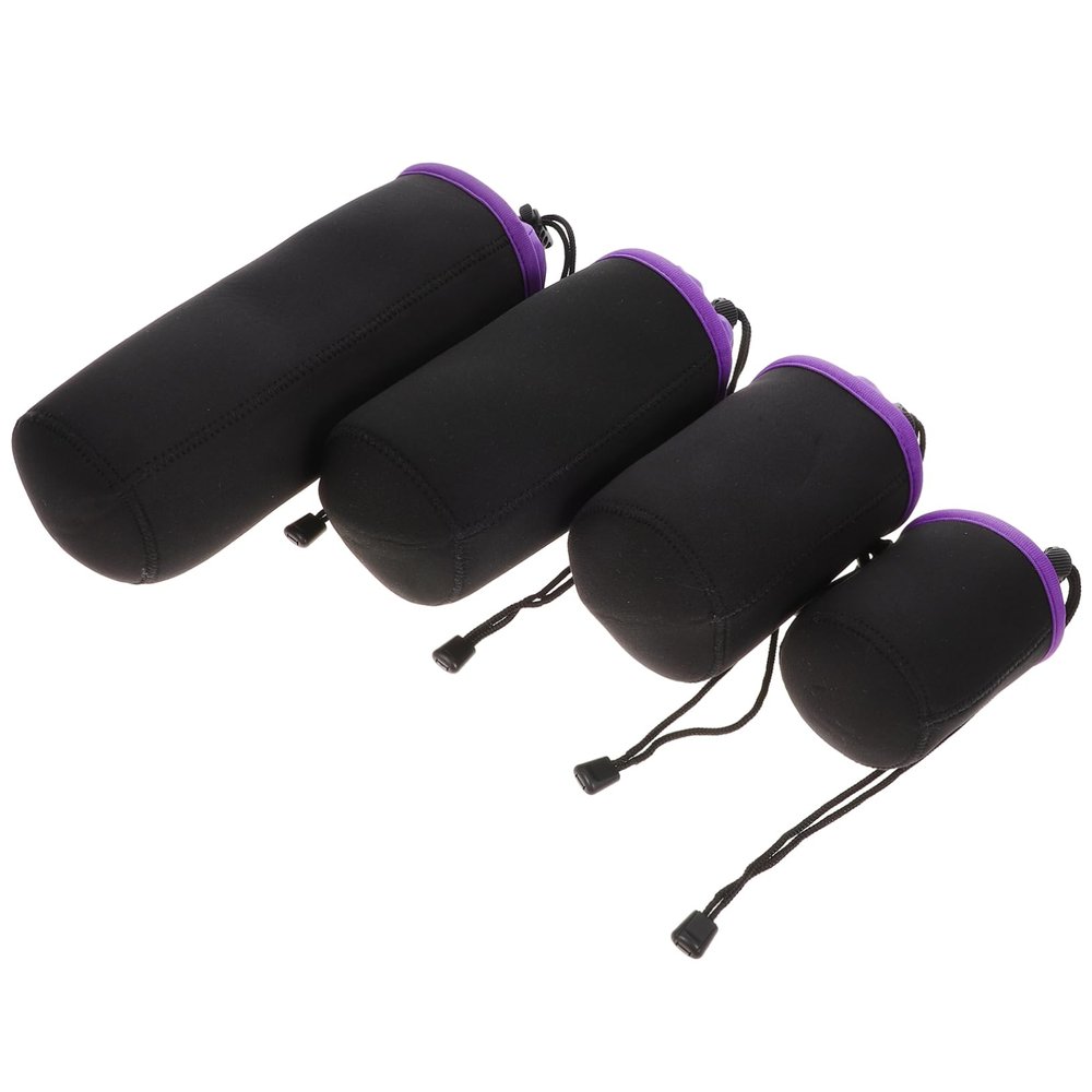 Veemoon 4pcs Camera Lens Storage Bag Drawstring Closure for Outdoor Activities Hiking Traveling