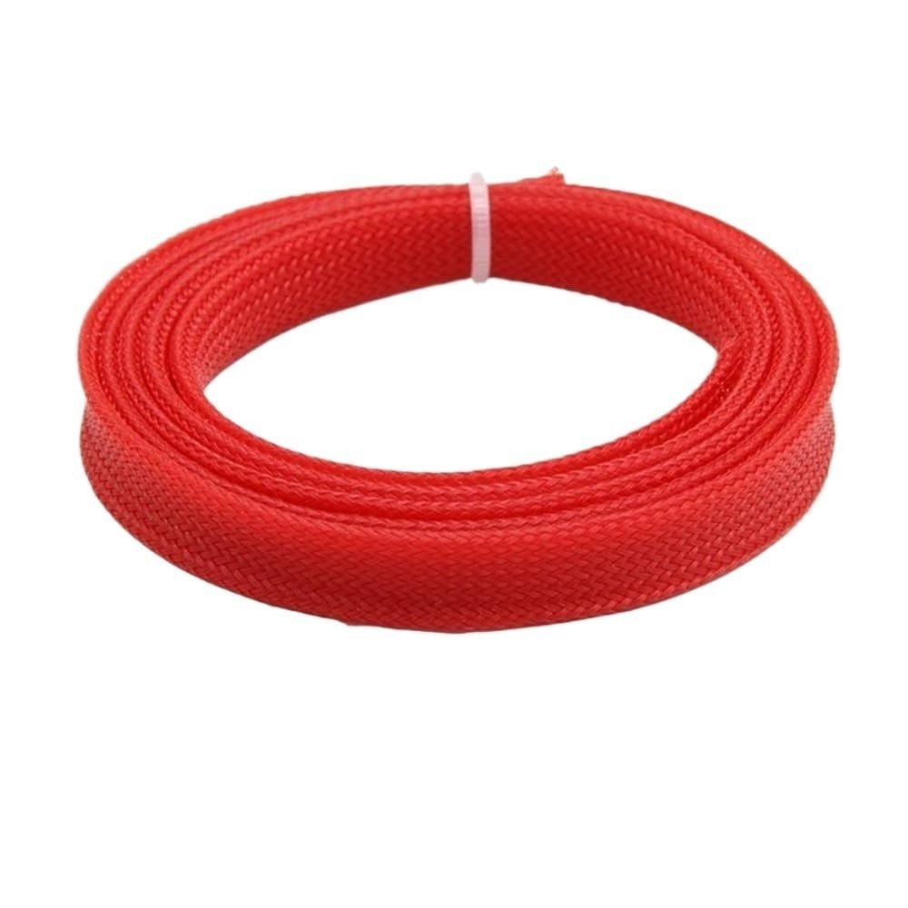 5M Electrical Shrink Wrap Tubing, PET Black Grey Purple PET Expandable Braid Cable Sleeving, 2-60mm Braided Ground Strap(Red,40mm)