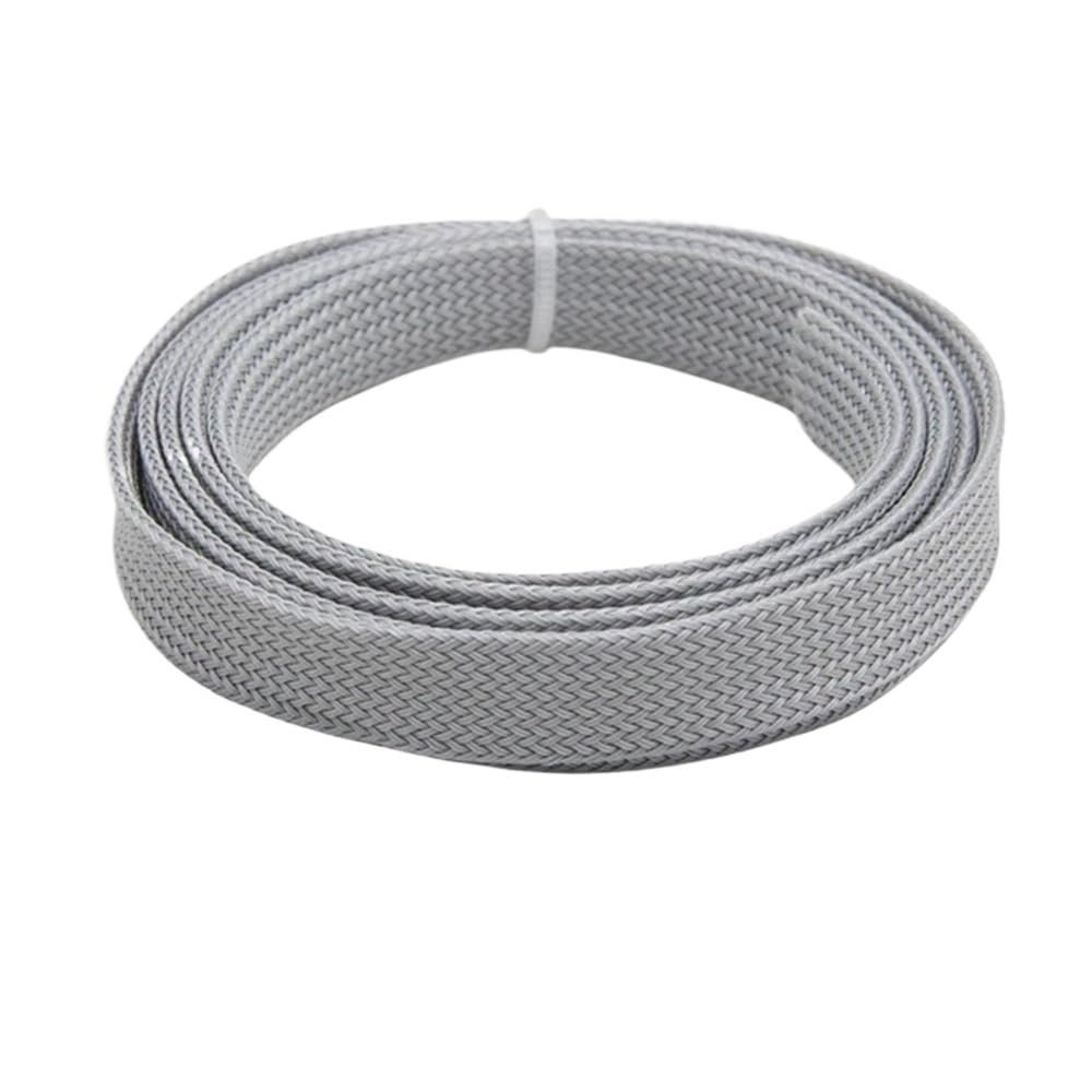 5M Electrical Shrink Wrap Tubing, PET Black Grey Purple PET Expandable Braid Cable Sleeving, 2-60mm Braided Ground Strap(Grey,4mm)
