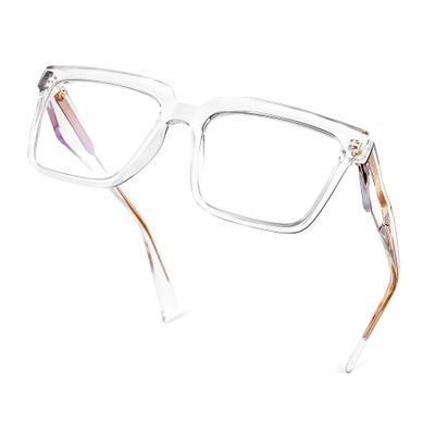 R.F.YFQH Blue Light Blocking Glasses with TR90 Rectangle Frame for Women Men Anti Glare & UV (Clear)