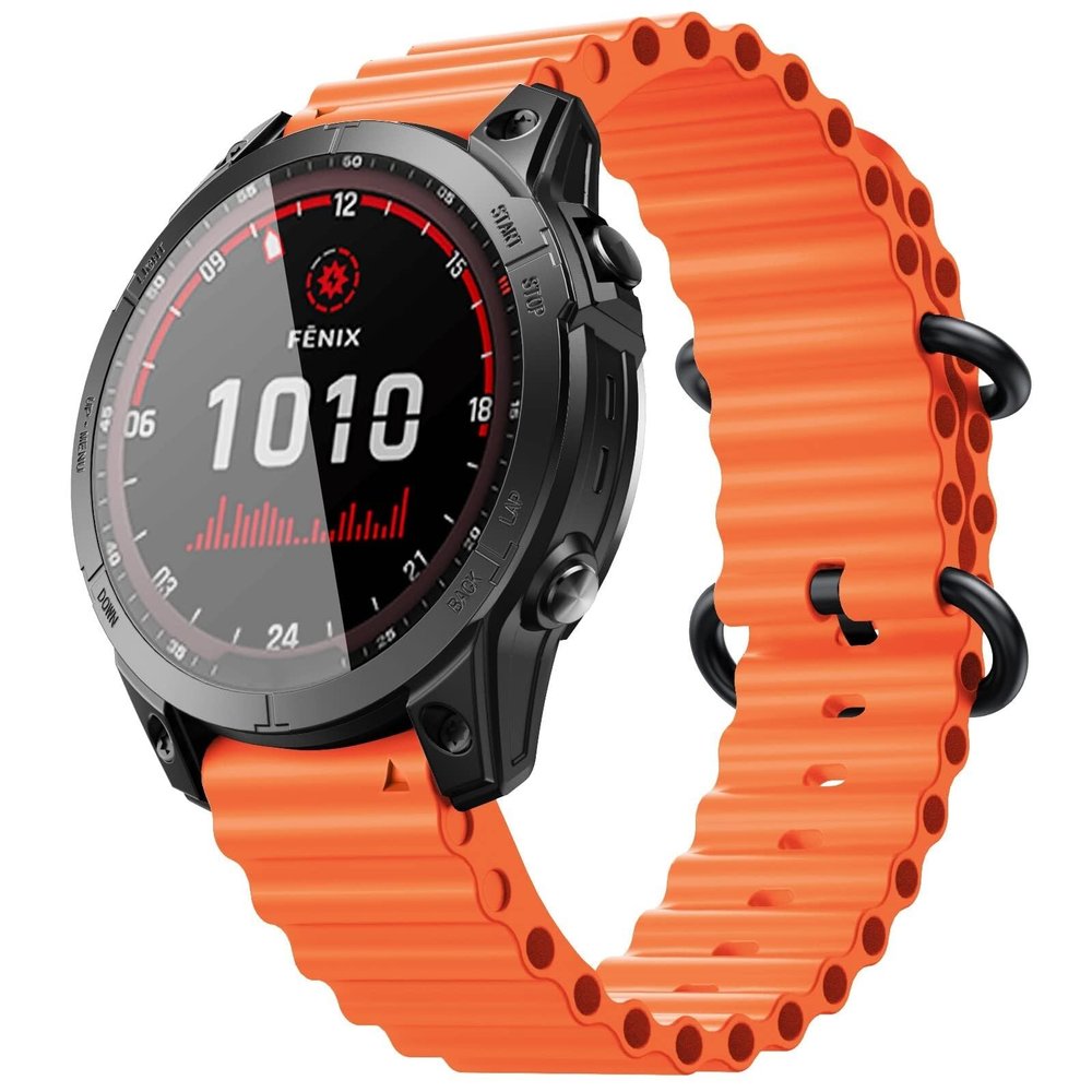 AXPTI For Garmin Fenix 8X/6X Pro Band, 26mm Ocean Silicone Sport Watch Band For Fenix 5X, Fenix 5X Plus, Fenix 7X, Instinct 2X Quatix 6X, Quatix 7X, Enduro 2, Tactix Delta WatchBands(Orange)