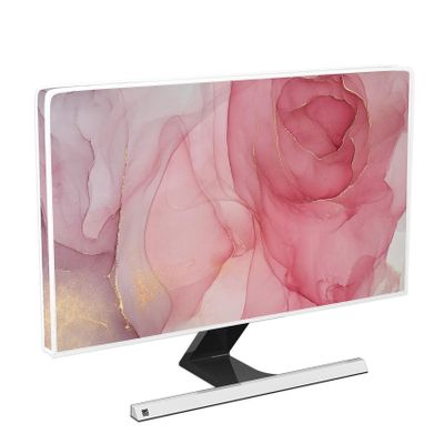 Baocicco Abstract Computer Monitor Cover with Pink Marble Design Full Body Cover for Computer Screen Panel Case Computer Sleeve Compatible with iMac 24, 22-25 PC, Desktop and TV Home Office Computer