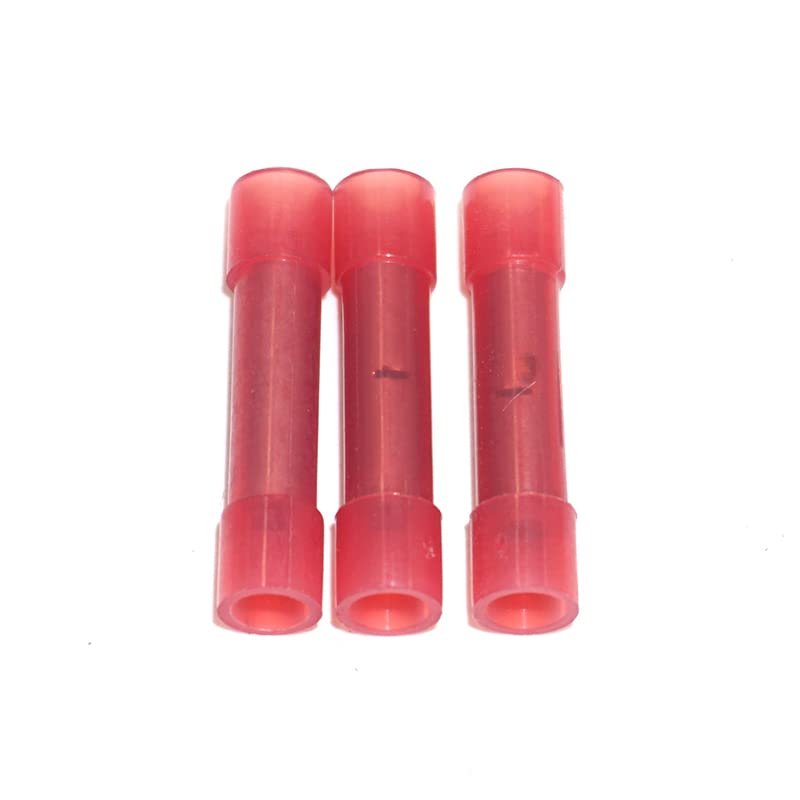 (100) Car for Audio Wire Butt Connectors Red Nylon 22-18 Ga AWG Gauge Terminals