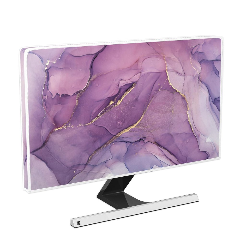 Baocicco Fashion Violet Marble Waterproof 22, 23, 24, 25 Inch Anti-Static Dustproof Creative Design Computer Screen Cover Panel Case Computer Monitor Covers Sleeve Compatible with PC Desktop and TV