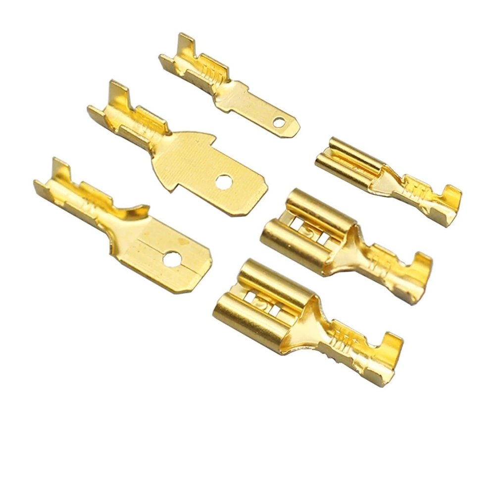 100Pcs/Lot 2.8/4.8/6.3mm Female and Male Crimp Terminal Brass Car Speaker Wire Connectors and Insulating Sheath(2.8mm Golden,Female50Pc Male50Pc)