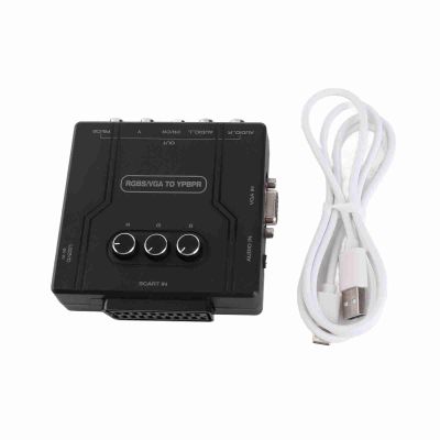 VGA to YPBPR Converter, RGBS SCART Component Converter 1080p SFC N64 Wii MD Saturn Support, Game Screen Color Brightness Adjustable