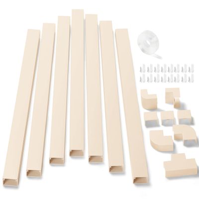 126in Cord Hider Kit, ZhiYo Wire Hiders for TV on Wall, Paintable Cable Management Kit, Wire Cover for Wall Mount TV, Beige Cable Raceway, Cord Cover Wall Wire Management Kit, 8xL15.7in W1.18inH0.67in