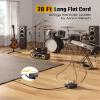 20Ft Long Extension Cord, Flat Plug Power Strip Surge Protector, 8 Outlet 4 USB Ports (2 USB C), Wall Mountable, Desk Charging Station for Home Office, College Dorm Room Essentials (Black) view 2