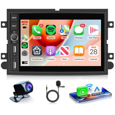 4Core 2G+64G Android Car Radio Stereo for Ford F150 F250 F350 E250 E350 2004-2014 with Type-C, Rimoody Wireless Carplay Android Auto Touchscreen GPS Mirror Link Bluetooth FM/RDS SWC Backup Camera