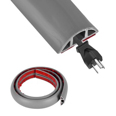 3.3FT Floor Cord Cover for Wires, Self Adhesive Floor Cable Management, Wire Covers for Cords, Soft PVC Cable Protector for Offices 0.39" W x 0.27" H (Grey)