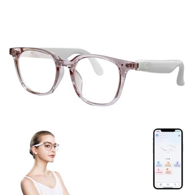 GenXenon AI Smart Glasses with Real-Time Translation, Wireless Bluetooth 5.3, Smart Simultaneous Interpretation for 160+ Languages, Open-Ear Design,Clear Frame Blue Light Glasses for Woman Travel,Work