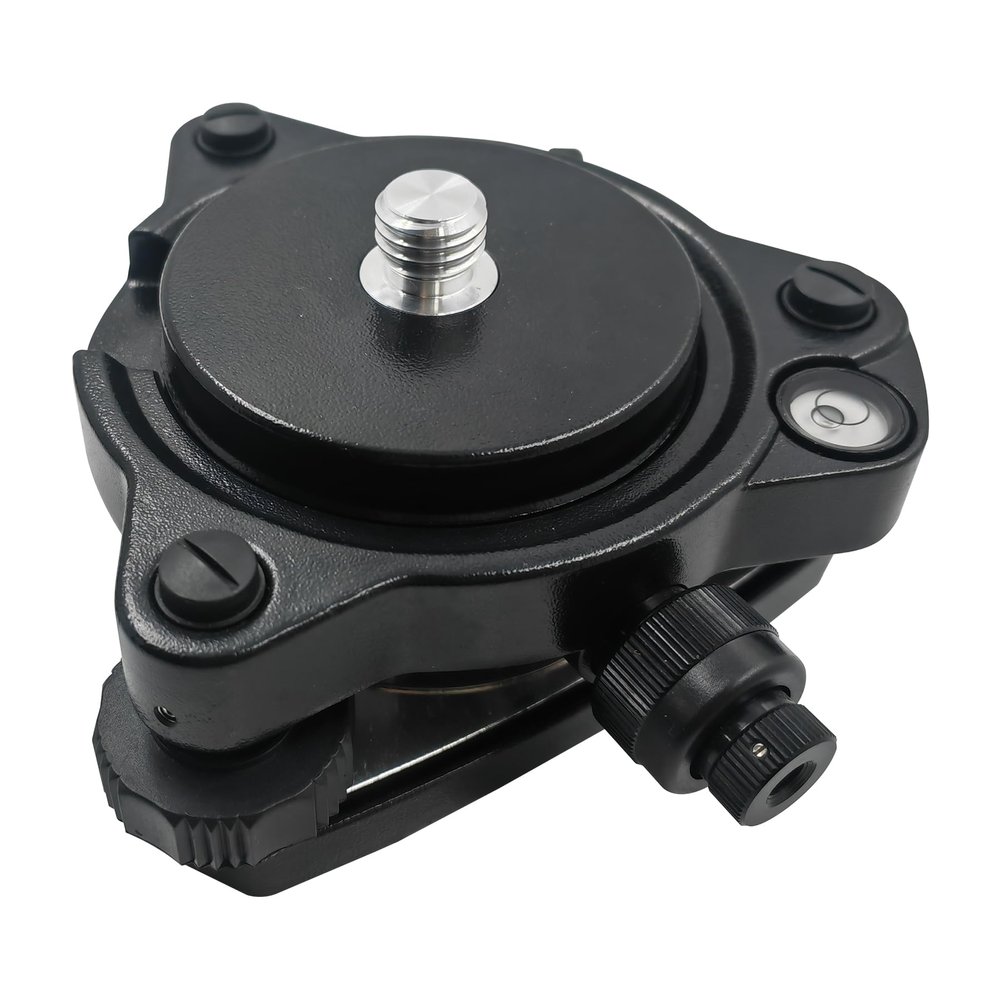 Survey Tribrach with Optical Plummet & Carrier Fixed Adapter, 5/8x11 Male Thread Screw Mount for GPS GNSS RTK Prism Pole Total Station (Black)