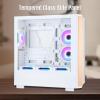 ATX Mid Tower PC Gaming Case - Walnut Wood Front - Tempered Glass Side Panel - Six 120mm ARGB PWM Fans Included High Airflow - Dual Chamber Design - Support 360 RAD for ATX/mATX/ITX Motherboard White view 3
