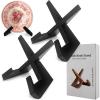 masteymoh Retro Record Stand Pack of 2, Retro Record Holder for Hallway Decoration, Wooden Record Stand, Country Rustic Plate Stand for Display, Farmhouse Style Plate Display Stand (2 in Black) view 1
