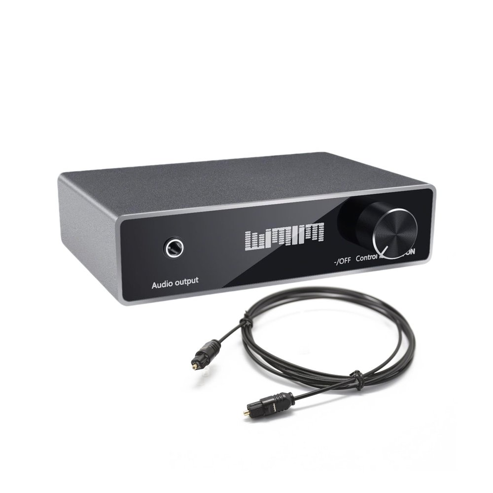 DAC Audio Converter with Volume Control - Optical/Coax to RCA/3.5mm Aux Adapter - Premium Silver Aluminum 192KHz 24bit Digital to Analog Audio Decoder for TV to Speaker