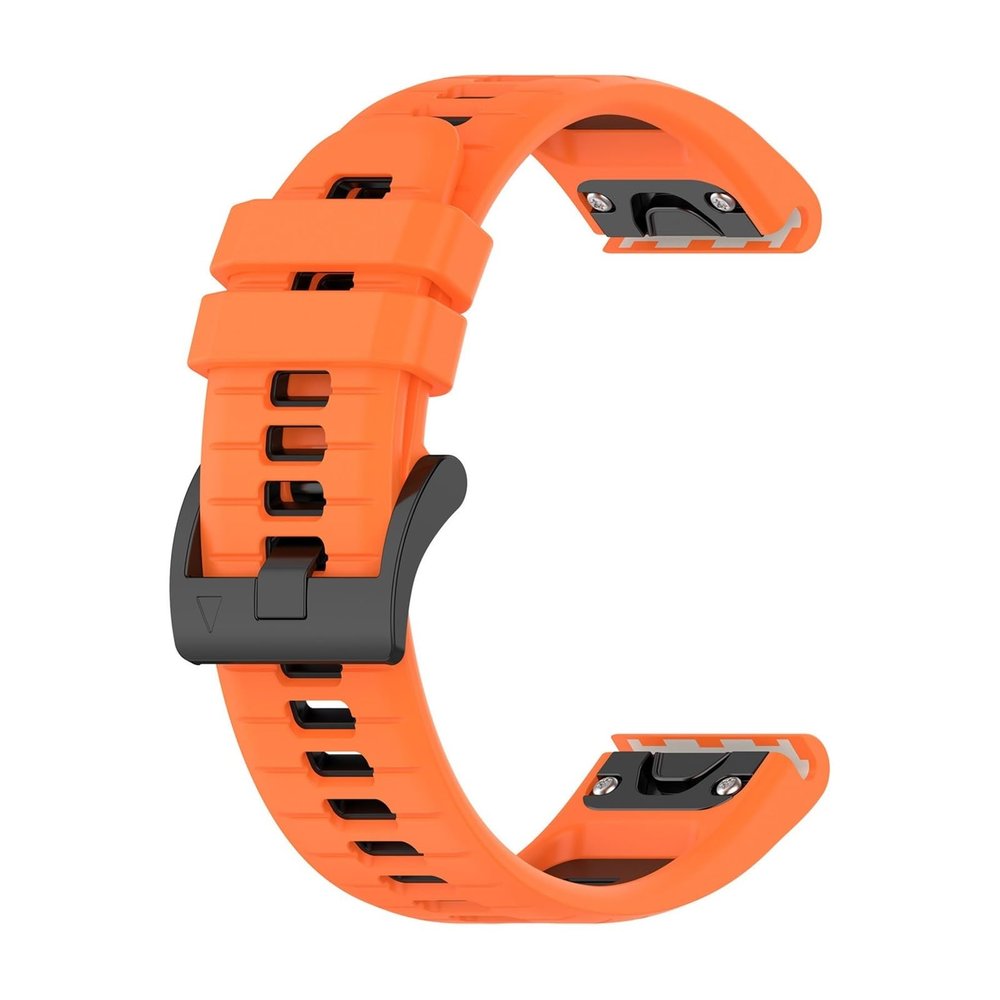 20/22/26mm Quick Release Silicone Strap for Garmin Fenix 8 7XPro 6X 5X 5 945 Wristband Accessories(Orange black,26mm)
