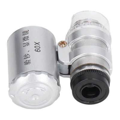 Pocket Microscope 60X Magnifier Microscope Magnification with LED Light Adjustable Focusing Tool for Observation