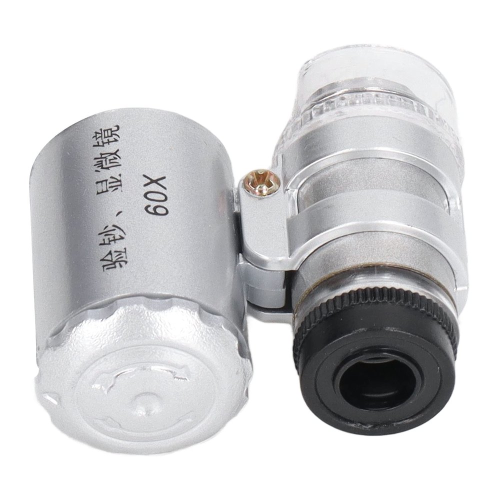 Pocket Microscope 60X Magnifier Microscope Magnification with LED Light Adjustable Focusing Tool for Observation