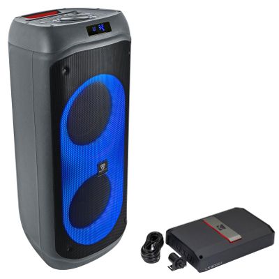 Audiosavings Bundle: Kicker 51LX30001 3000W Monoblock Class-D Car Amplifier Bundle with Rockville BASS Party 8 Dual 8" Portable Bluetooth Speaker with LED Effects (2 Items)