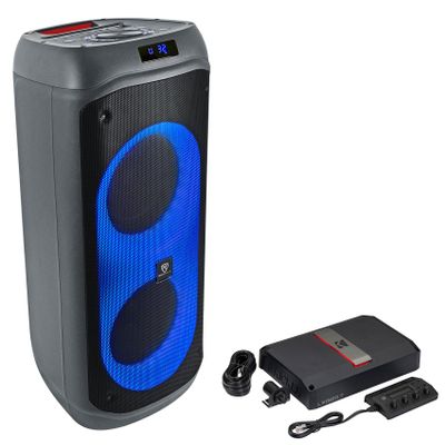 Audiosavings Bundle: Kicker 51LX13007 7-Channel Class-D Car Audio Amplifier Bundle with Rockville BASS Party 8 Dual 8" Bluetooth Party Speaker with 2000W Peak Power (2 Items)