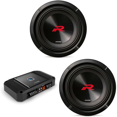 Alpine (2 R2-W8D2 8" R-Series Sub w/ R2-A75M Mono Amp Bundle