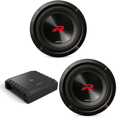 Alpine (2 R2-W8D4 8" R-Series Sub w/ S2-A60M Mono Amp Bundle