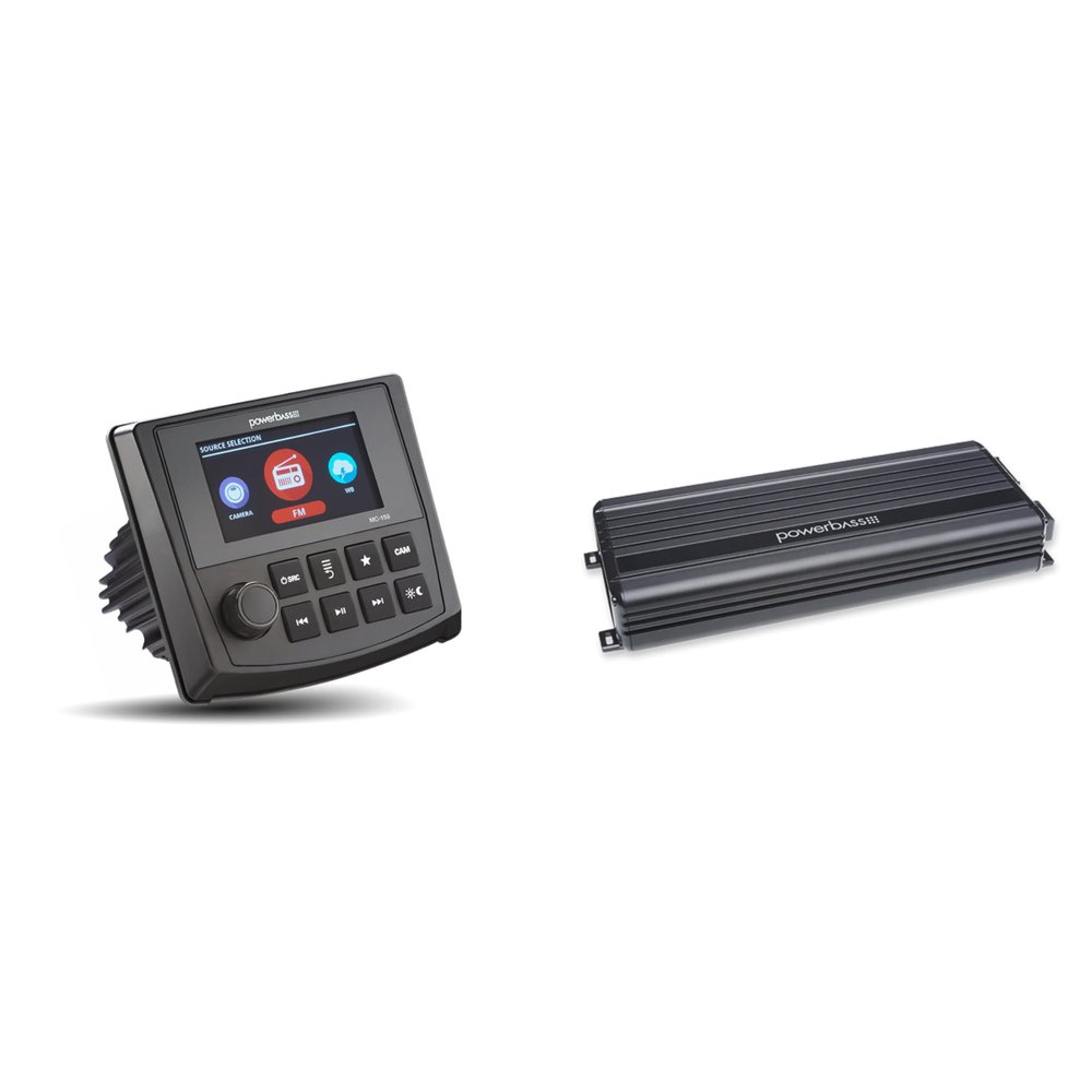 PowerBass MC-150 Dual-Zone Digital Media Center and XL-900.5 5 Channel PowerSport Amplifier
