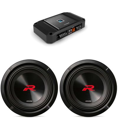 Alpine (2) R2-W8D4 8" R-Series Sub w/ R2-A75M Mono Amp Bundle