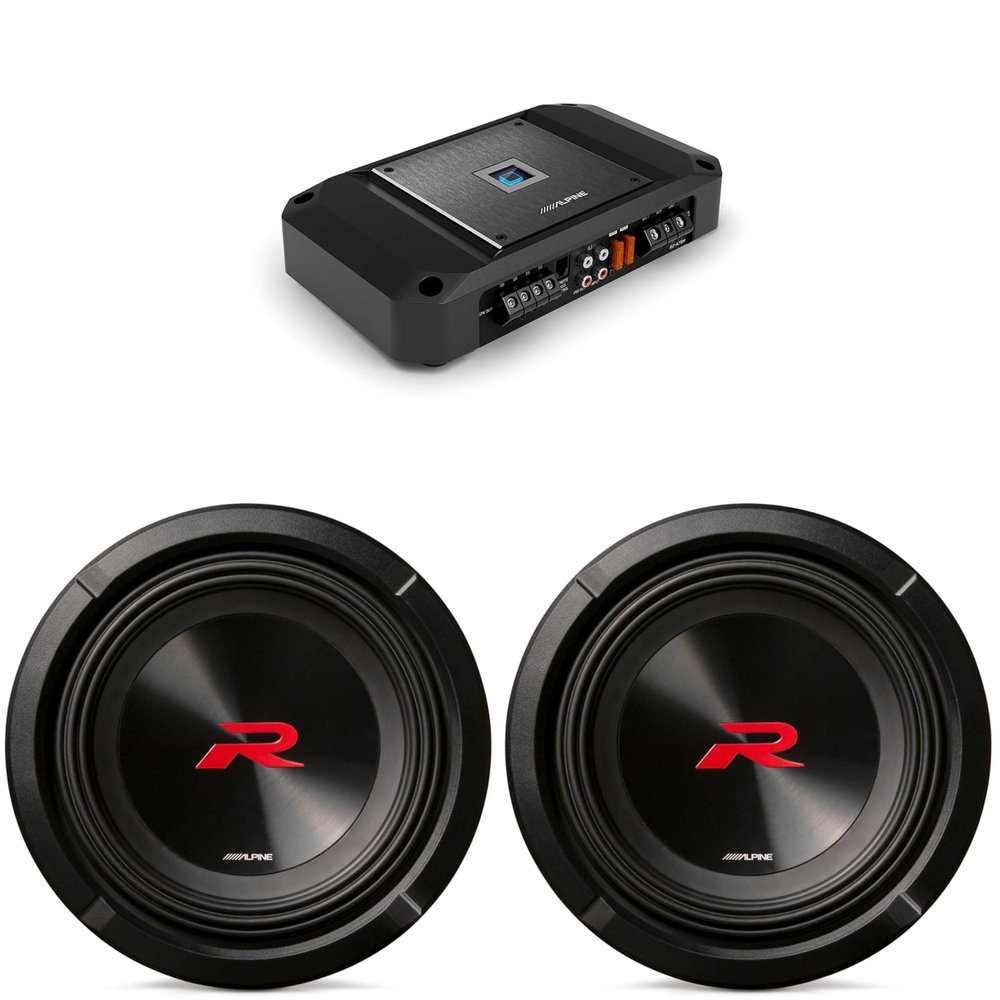 Alpine (2) R2-W8D4 8" R-Series Sub w/ R2-A75M Mono Amp Bundle