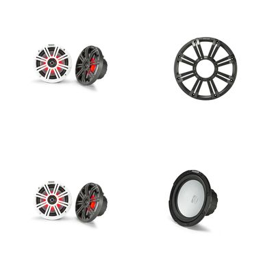 KICKER Marine (2) 45KM654L 6.5" & 45KMF102 w/Charcoal Grill, LED Marine Audio Upgrade