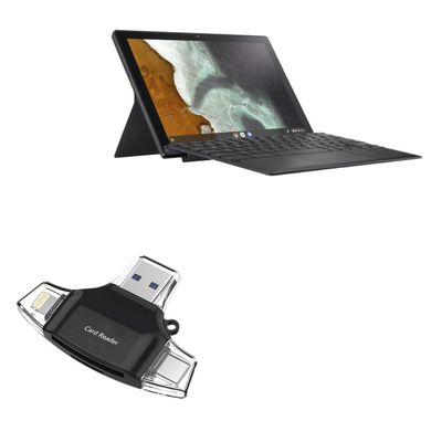 BoxWave Smart Gadget Compatible with ASUS Chromebook Detachable CM3 CM3000 - AllReader SD Card Reader, microSD Card Reader SD Compact USB - Jet Black