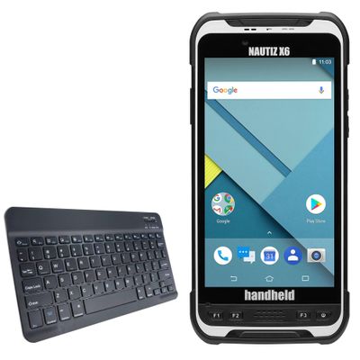 BoxWave Keyboard Compatible with Handheld Nautiz X6 - SlimKeys Bluetooth Keyboard, Portable Thin with Chiclet-Style Keys - Jet Black