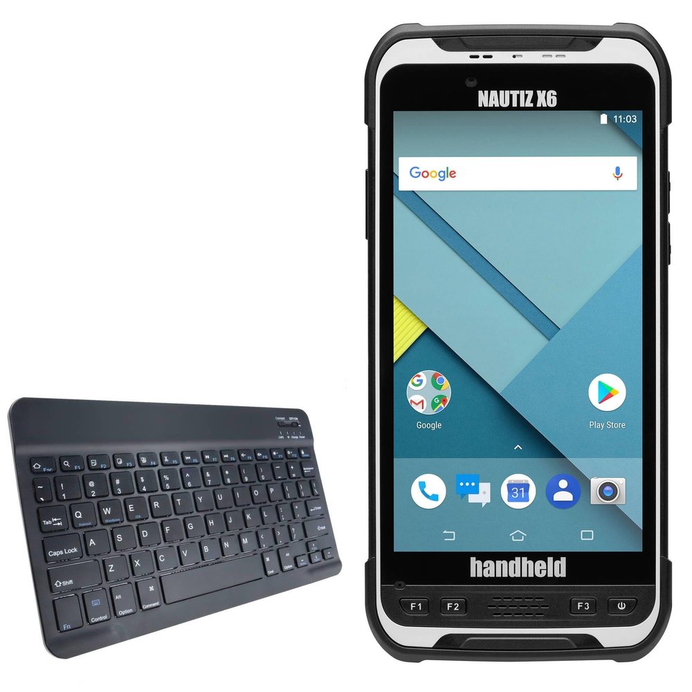BoxWave Keyboard Compatible with Handheld Nautiz X6 - SlimKeys Bluetooth Keyboard, Portable Thin with Chiclet-Style Keys - Jet Black