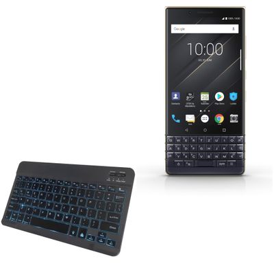 BoxWave Keyboard Compatible with BlackBerry Key2 LE - SlimKeys Bluetooth Keyboard - with Backlight, Portable Slim LED 7 Colors - Jet Black