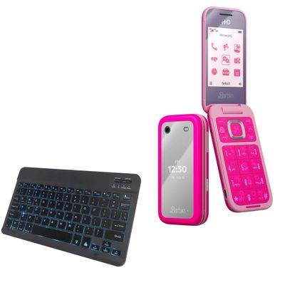 BoxWave Keyboard Compatible with HMD Barbie - SlimKeys Bluetooth Keyboard - with Backlight, Portable Slim LED 7 Colors - Jet Black